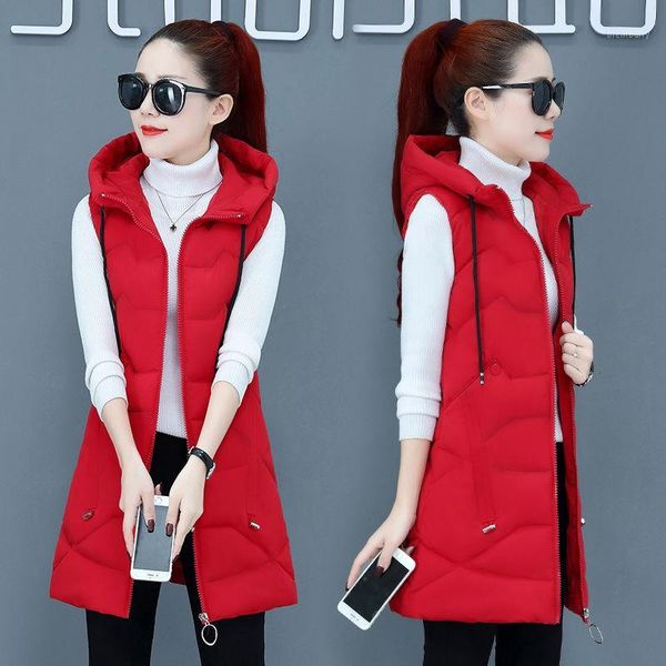 

2020 new autumn and winter vest women jacket long slim women's coat thick warm vests female jacket casual wild women's clothing1, Black;white