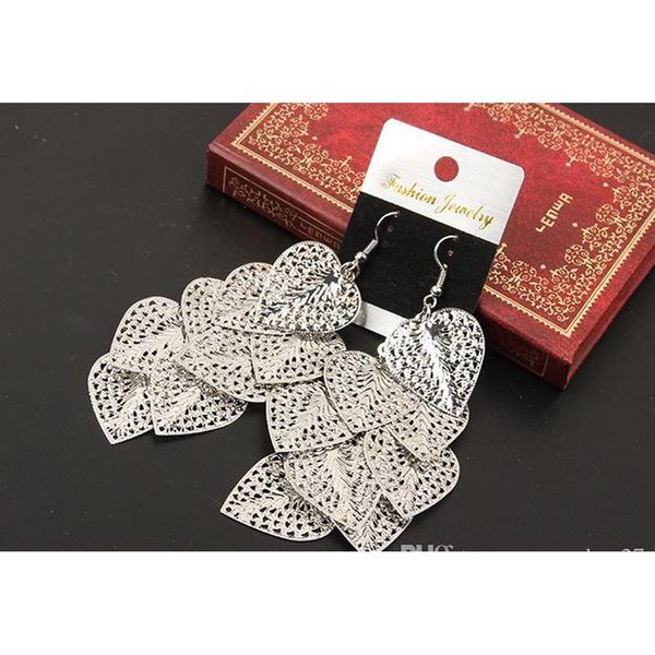 

mix new bohemian earrings retro vitage european american exaggerated long tassel earrings filigree leaf heart hoop wmtlht new_dhbest, Silver