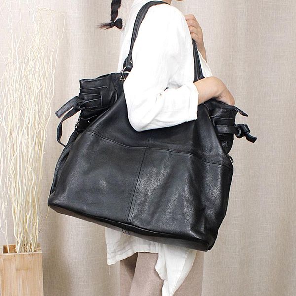 

size 53.5*42*18 fashion casual oversized bags genuine leather women's handbag one shoulder cross-body leather soft