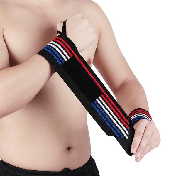 

1pcs wrist support gym weight lifting training fitness gloves bar grip barbell straps elastic bandage wraps hand protection, Black;red