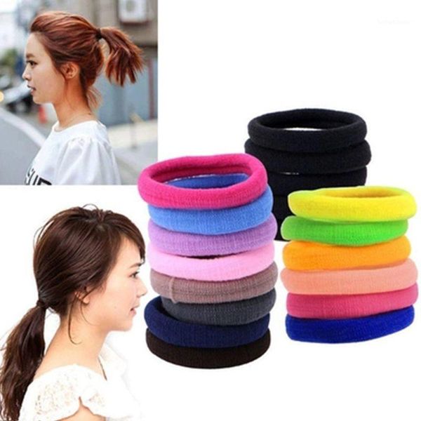 

children kids mixed color mini elastic rubber band bright sweet candy color towel hair ropes nylon ponytail holder tie gums ring1, Slivery;white