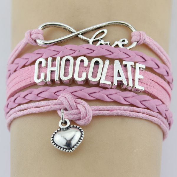 

infinity love chocolate heart charm wrap bracelets christmas gifts bracelet leather custom women&men bracelets jewelry, Golden;silver