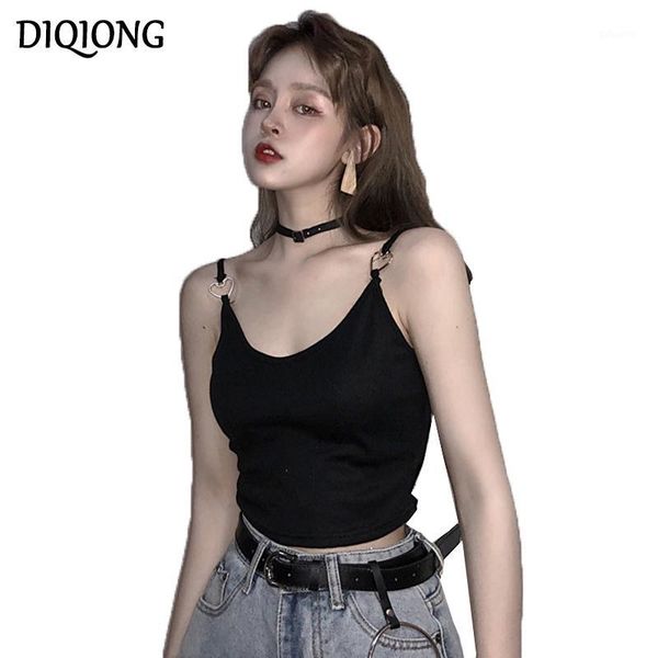 

diqiong women summer camis 2018 new plus size slim small collar knitted camis pure color primer sling tank sleeveless 1, White