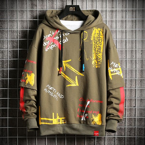 

mens print hoodies streetwear 2020 fashion hip hop harajuku streetwear oversize hooded sweatshirts graphic sweatshirt hoodie men, Black