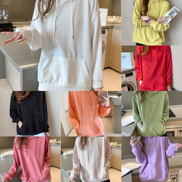 

02x0x women's hooded coat loose korean style 2020 autumn new solid color sweater trendy sweatercoat sweaterins long sleeve c8oll, Black