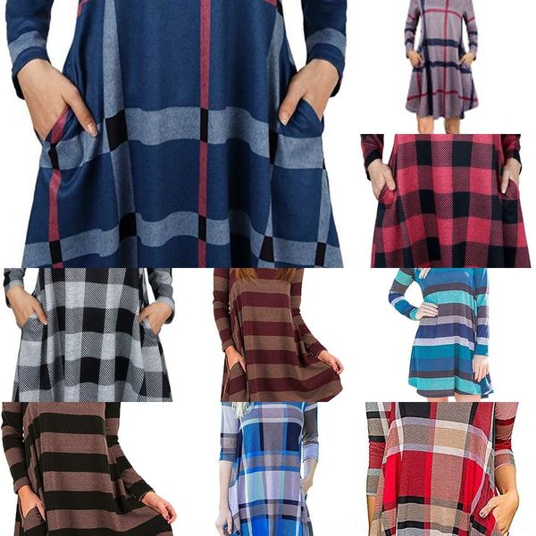 

mn2gj 2019 autumn and winter casual women's round big skirt big skirt neck printed loose long sleeve large swing dress p9xpl, Black;gray