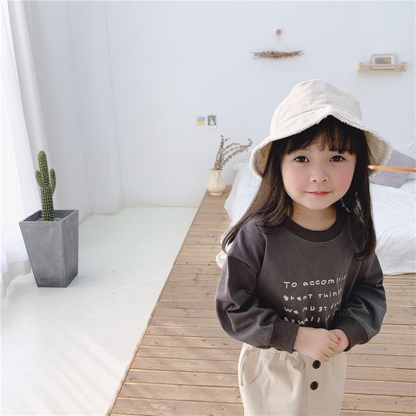 

boys girls cotton casual long sleeve sweatshirts kids all-match letters printed clothes 1-6y 201014, Black