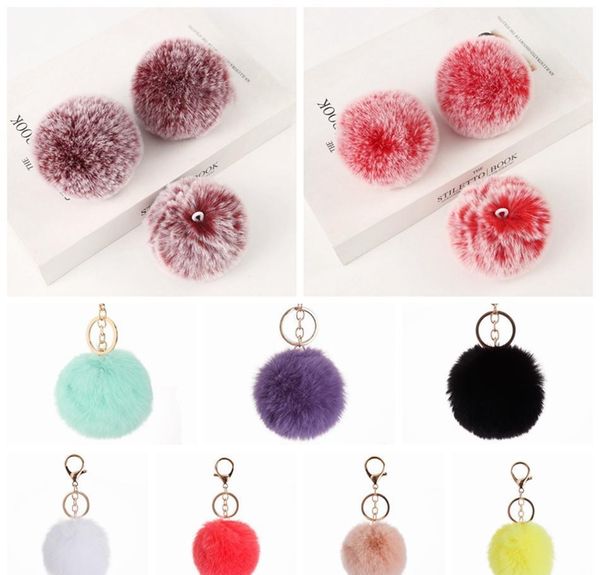 

8cm imitate rabbit fur ball keychain pom pom car handbag keychains decoration fluffy faux rabbit fur key ring bag wmtawh lottery2010, Silver
