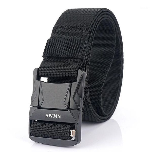 

waist support elastic men belt outdoor tactical canvas thick pluggable durable metal buckle quickly unlock trouser pants1, Black;gray