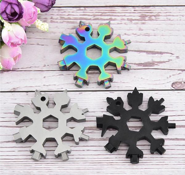 

18 in 1 snowflake outdoor survival tourism multi-function edc mini tool stainless steel camping equipment card jllfyg eatout