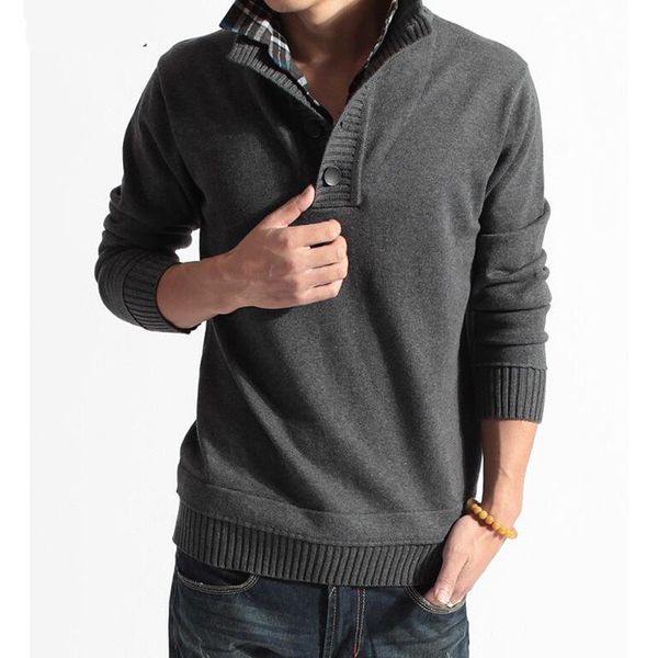 

2021 men's autumn turtleneck high outerwear fake two pieces of crocheted sweater sweaters pullover h6jc, Black;white