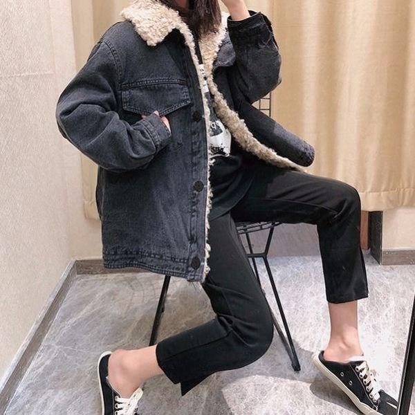 

winter clothes women coats and jackets women new korean style cotton padded jacket plus velvet jeans coat, Black