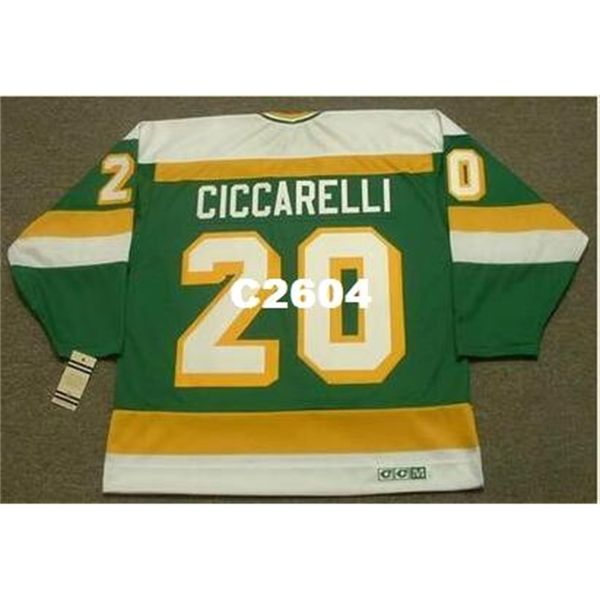 Homens # 20 Dino Ciccarelli Minnesota Stars North 1981 CCM Vintage Retro Hóquei Jersey ou Personalizado Qualquer nome ou Número Jersey Retro