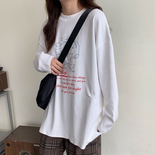 

new early autumn 2020 brushed print coat long sleeve new early autumn 2020 brushed print coat silk screen t-shirt silk screen t-shirt lo, White