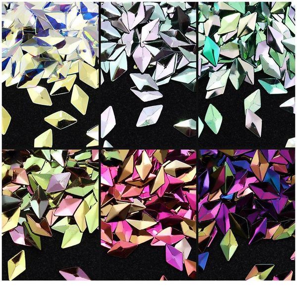 

6 boxes chameleon ab color nail sequins colorful rhombus flakies glitter nail art paillette jlljmc, Silver;gold