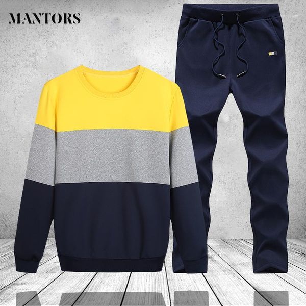 

autumn sweatshirt set man clothing 2018 two piece sets men long sleeve striped hoodies sweatpants tracksuit male brand clothing1, Gray
