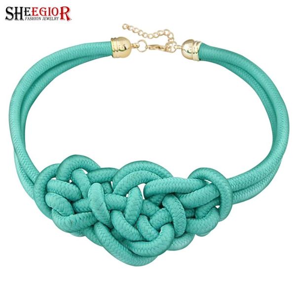 

sheegior handmade china knot clavicle necklace women fashion jewelry korean lovely thick rope chain choker necklaces accessories, Golden;silver