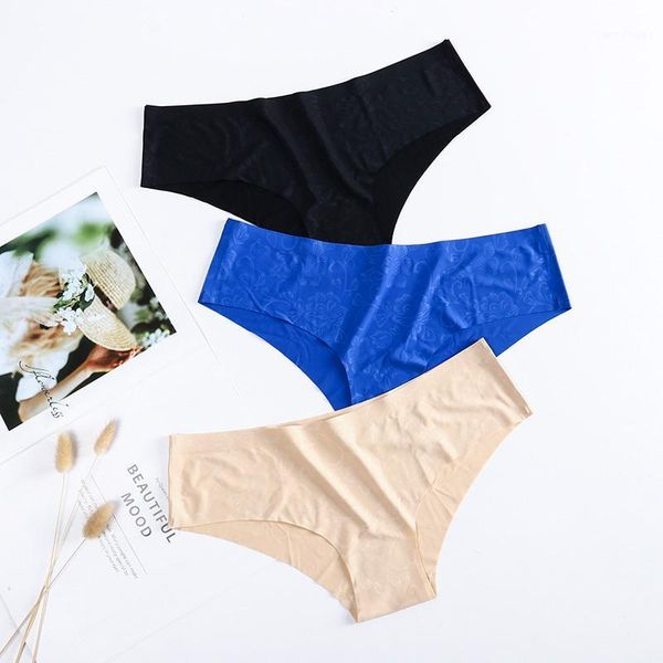 

women ice-silk seamless panties one-piece solid colour panties for women soft underwear lingerie plus size xl1, Black;pink