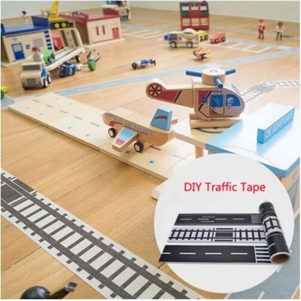 

new traffic creative adhesive railway newroad track scene wide masking paper tape diy design sticker kids toy car play 9