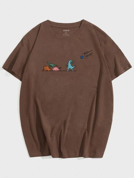 

men cartoon dinosaur print tee 87fp#, White;black