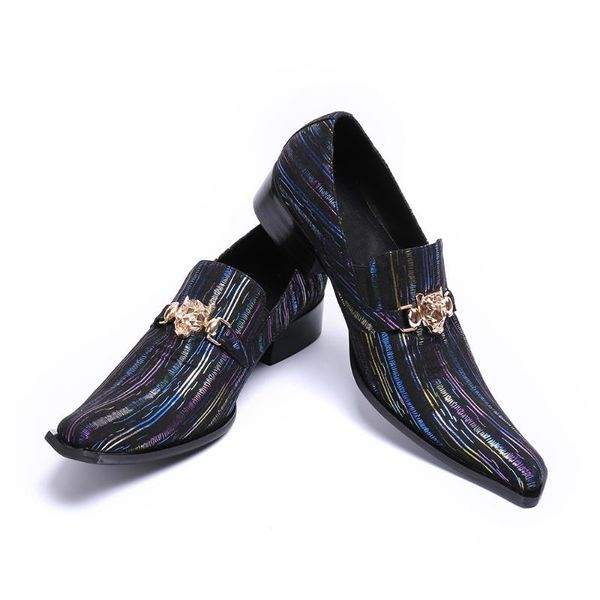

new men colorful stripes business dress shoes slip-on square toe oxfords shoes for men fashion breathable falt wedding, Black