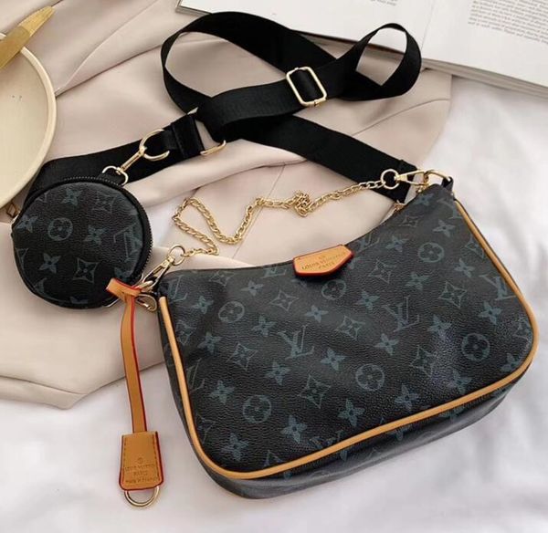 

2021 designer multi pochette accessories handbag purse genuine leather l flower shoulder crossbody bag ladies purses, Black;red