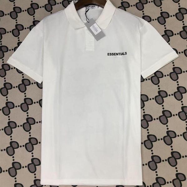 

19ss fog страх god essentials рубашки поло мужская мода марки одежды с коротким рукавом calssic футболки письма бизнес повседневный вершины, White;black