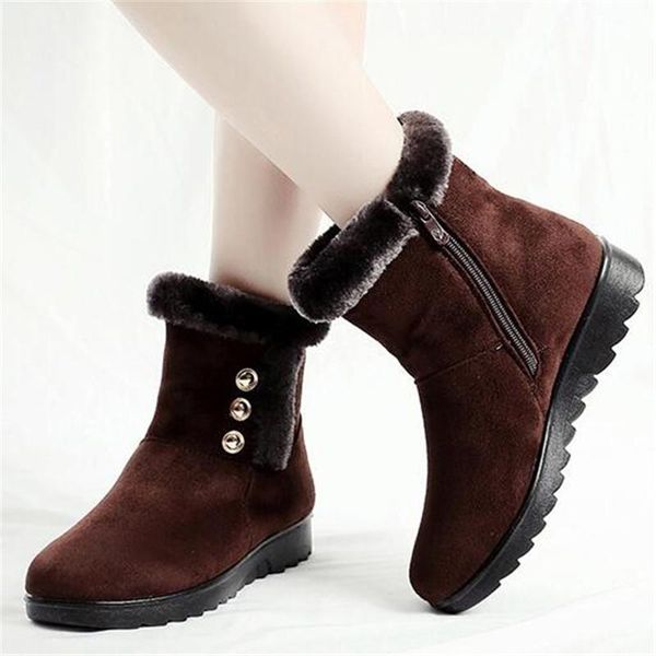 

new winter boots women middle-aged women's cotton boots large size flat snow mother shoes zapatos de mujer shoes woman, Black