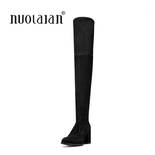 

women thigh high boots over the knee high heels boots fur warn winter and autumn woman shoes botas mujer femininas1, Black