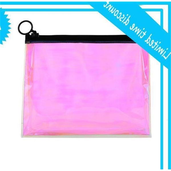 

100pcs women tpu laser pink transparent cosmetic bags