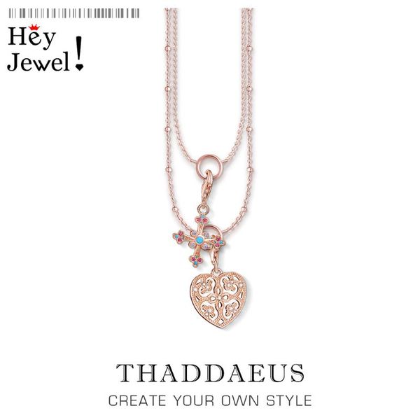 

chains charm necklace cross & heart,2021 brand strand fashion jewelry europe 925 sterling silver bijoux faith love gift for women