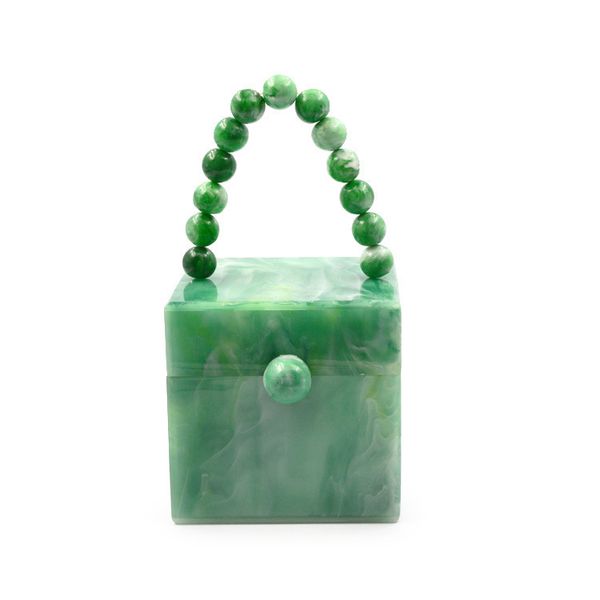 

acrylic bead handle box style fashion design diamond ladies handbag party purse casual totes female flap y200623