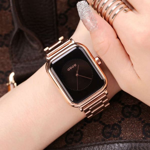 

steel new guou new belt leisure girls' watch fashion trend waterproof fashion watch korean quartz women's watch, Slivery;brown