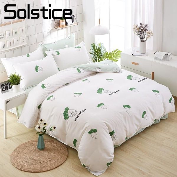 

solstice home textile chinese cabbage bedding sets withe green bed linen 3.4pcs duvet cover bed sheet pillowcase girl teen