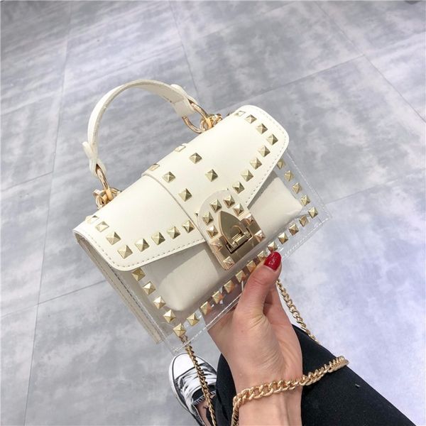 

hoqnt women's bag fashion in summer 2020 slant jelly new ins foreign style bag women's wear shoulder transparent fashionable rivet