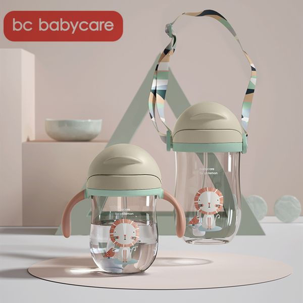 

bc babycare baby sippy cup gravity ball drinking water handle baby bottle leak-proof v-type straw anti-choked shoulder strap cup c1002