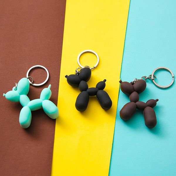 

fashion keychain punk balloon dog soft rubber dog keychains for women bag pendant jewelry trinket men's car key ring key chain, Silver