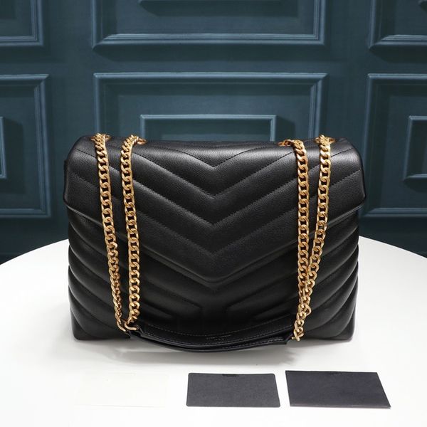 

5a+ loulou fshiion women bags real leather loulou handbags messenger crossbody chain shoulder bag totes wallet size 24cm 30cm