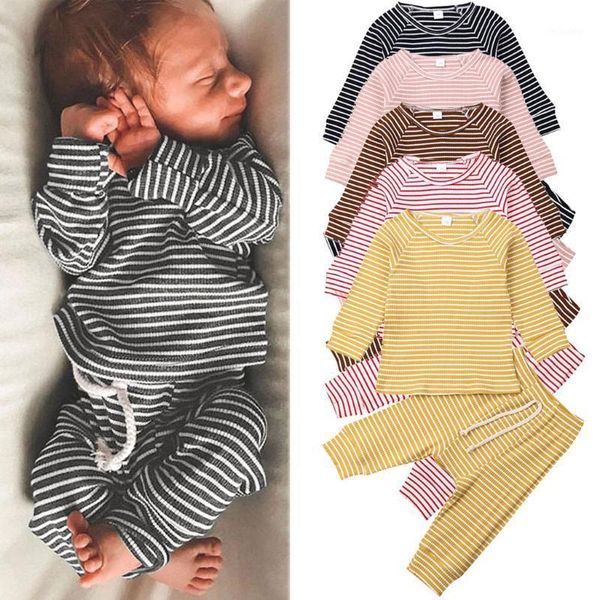 

2020 autumn set baby newborn baby boy girl clothes stripe pullover pants infant clothing outfits set vetement enfant fille1, White