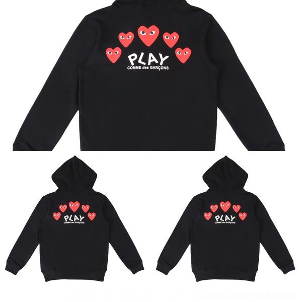 

itxjd fashion brand hoodie behind sweater zipperplay red heart zipper multi-heart men's and uveff casual zipper hoodie sweater couple g, Black
