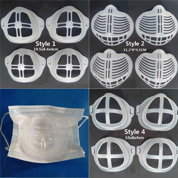 

3d mouth mask silicone cover stand mask holder breathable valve assist help mask inner cushion bracket masks tool accessory, Black