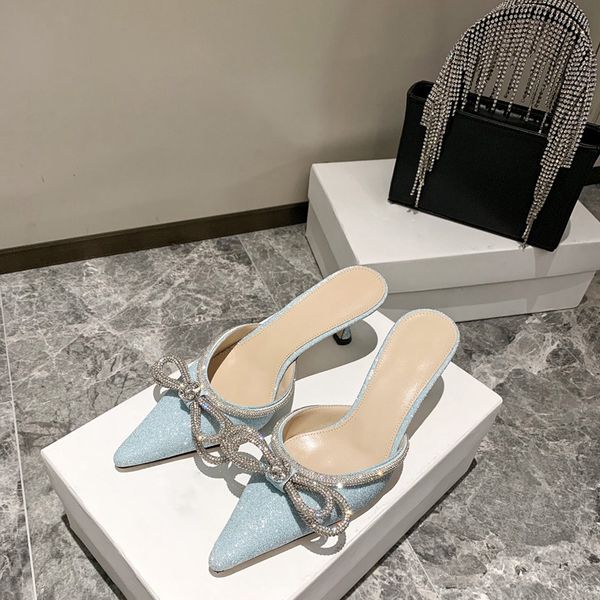

2021 fashion women pointed toe sequins designer shoe diamond bow mach woman prom dress 6.0cm high heels wedding shoes good quality, Black