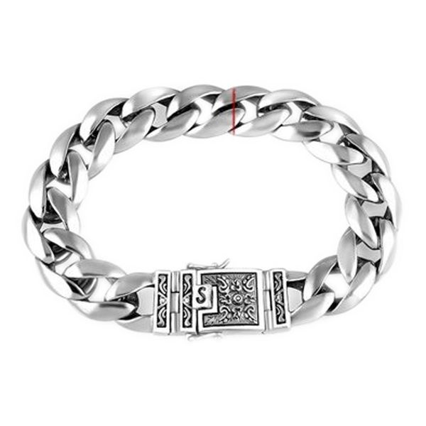

bocai new 100% real 925 silver jewelry 12mm men's bracelet s925 silver flat chain fashion retro thai silver bracelet for men y201007, Golden;silver