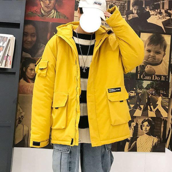 

привашник 2020 зима новые мужские повседневные parkas негабаритные корейские женщины parkas streetwear с капюшоном утолщение молнии мода чел, Black