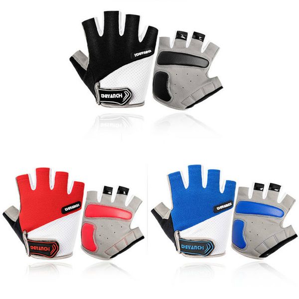 

breathable half finger cycling anti slip pad motorcycle mtb road bike men women sports bicycle gloves anti-shock, Blue;gray