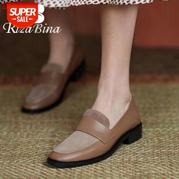 

rizabina size 33-43 women flat shoes real leather patchwork women shoes fashion casual vacation footwear #ft45