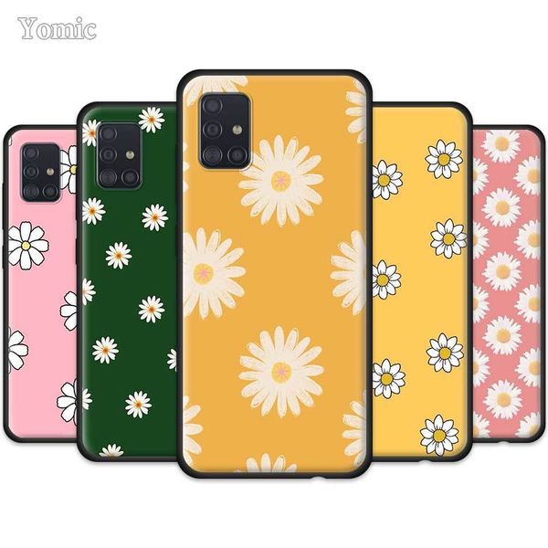 

для samsung galaxy a51 a50 a71 a70 a42 a10 a30 a40 a20e a31 a41 a01 a21s мягкий телефон случаи daisy flower силиконовым black cover capa