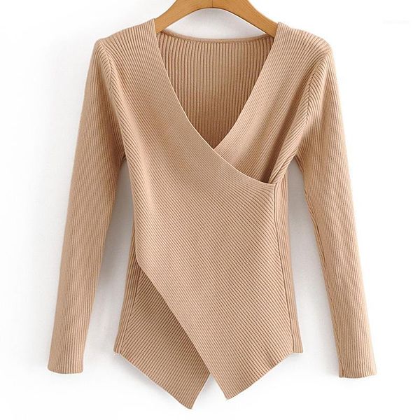 

zoepo slim v neck sweaters women fashion irregular criss cross sweater women elegant long sleeve sweaters female ladies ht1, White;black