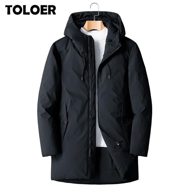 

2020 new thick winter men's white down jacket brand clothing hooded black long warm white duck down coat male windproof coats