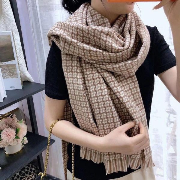 

scarves 2021 autumn and winter fine plaid women's scarf british classic double wool with thick tassel shawl women, Blue;gray